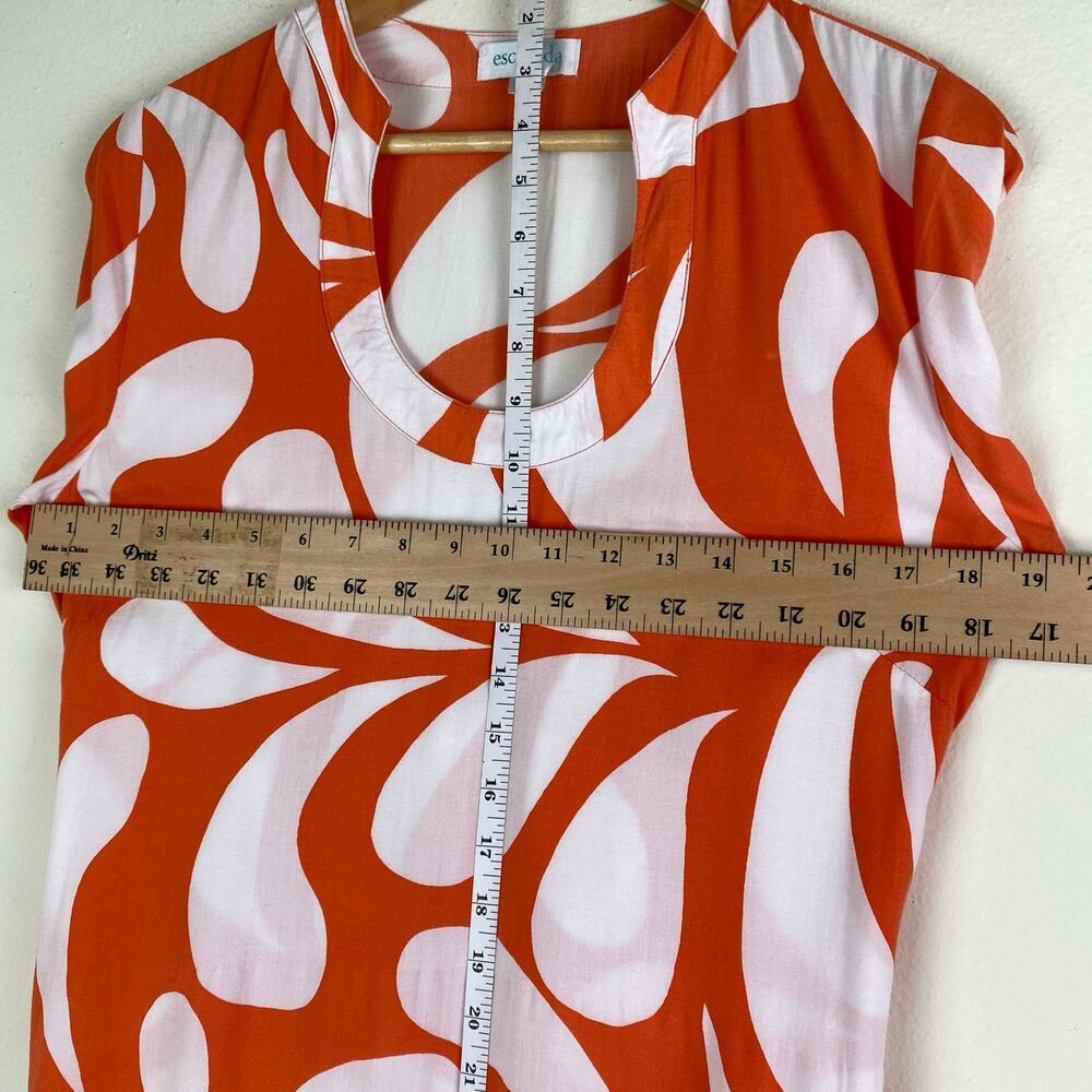 Escapada Coral Floral Belted Maxi Dress M Flutter Sleeve Rayon - Picture 10 of 11